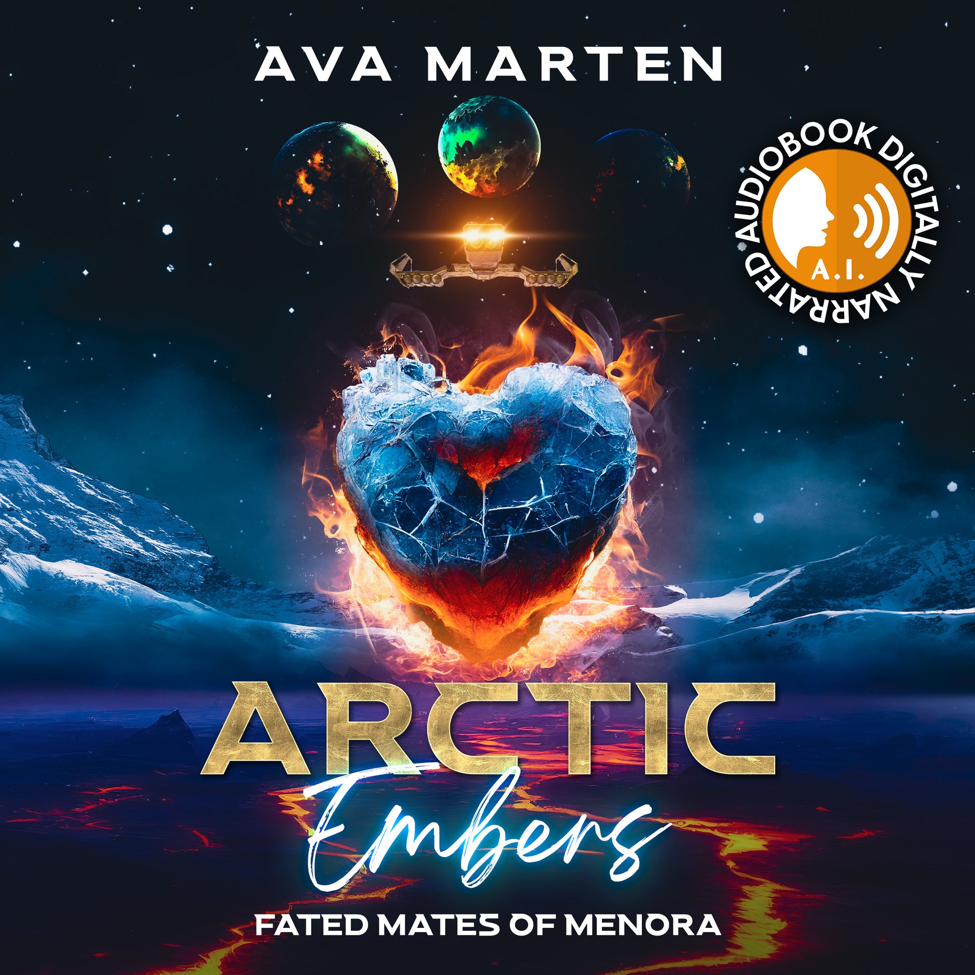 Arctic Embers. Sci-fi romance Audiobook by Ava Marten. Book 1 of the Fated Mates of Menora series