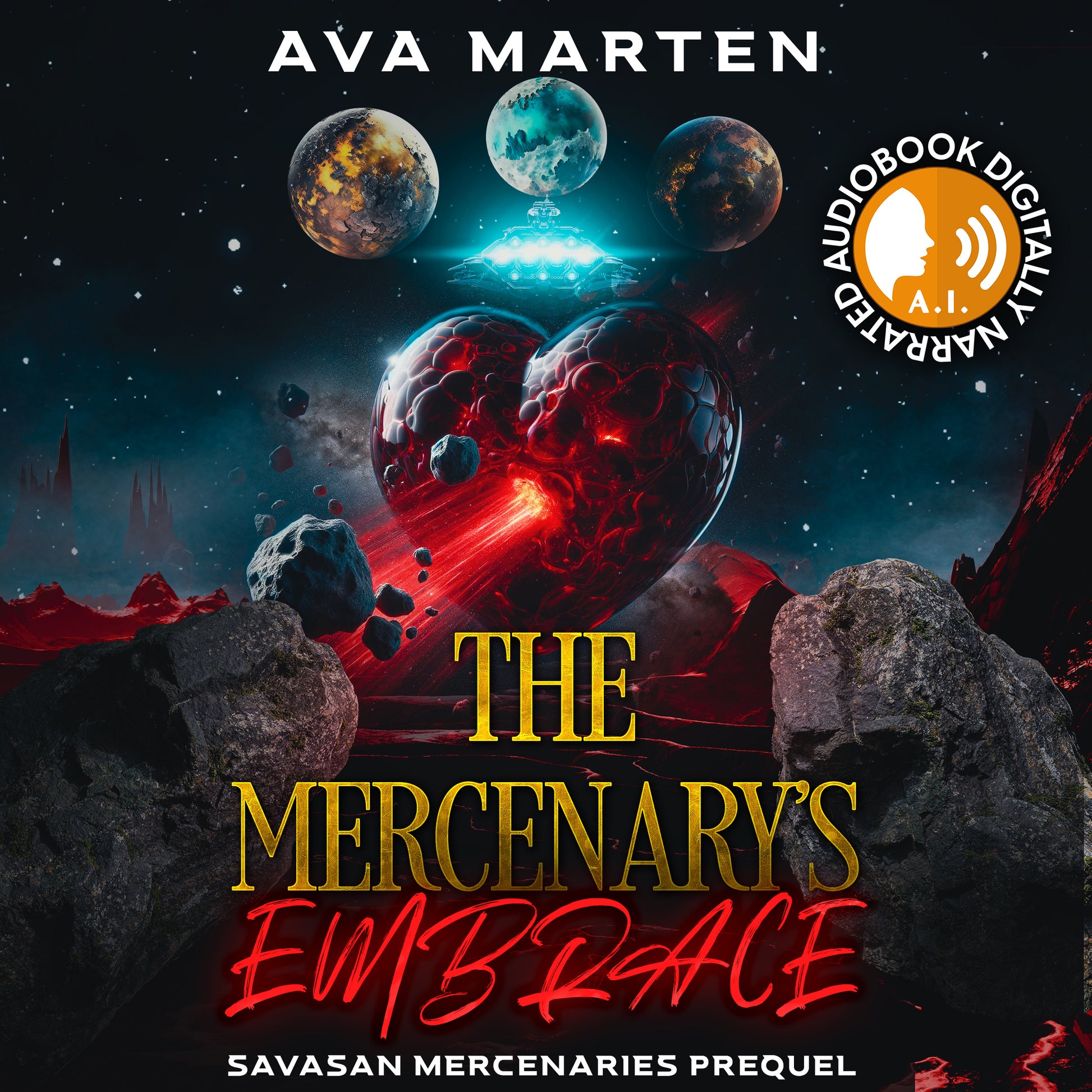 The Mercenrary's Embrace. Sci-fi romance  audiobook by Ava Marten. Prequel of Savasan Mercenaries series